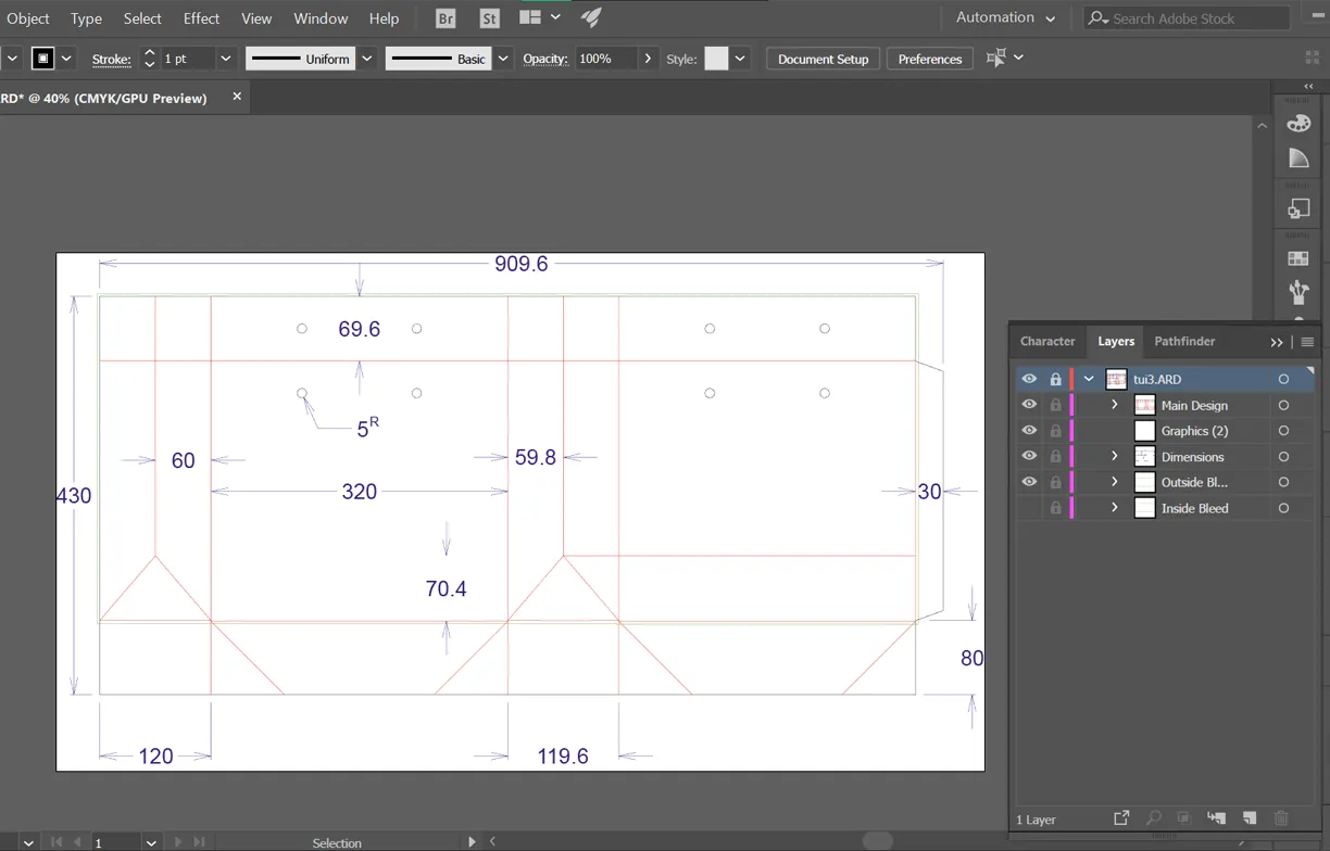 ArtiosCADプラグインを使ってAdobe Illustratorで作業している画面