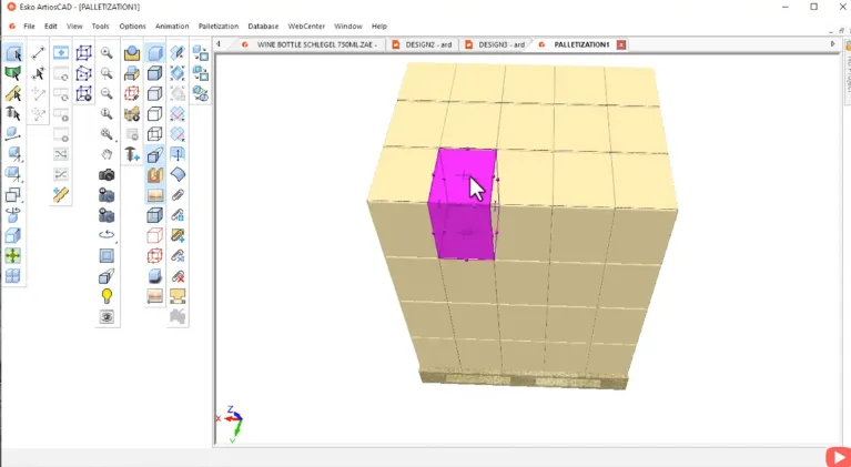 1.複数の梱包物を並べている画面