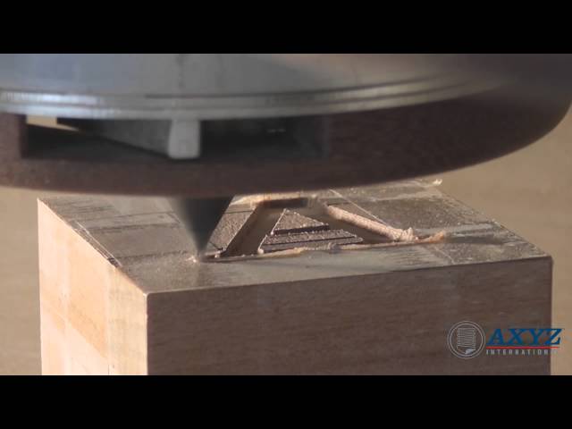 AXYZ CNC Router cutting and v-carving a wooden cube