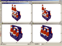 3Dソリッド：ビール瓶やポテトチップスなどのパッケージ対象物がCAD上で表現可能。通常のパッケージと併せての3D表示も可能になり、プレゼンの幅を更に広げました。