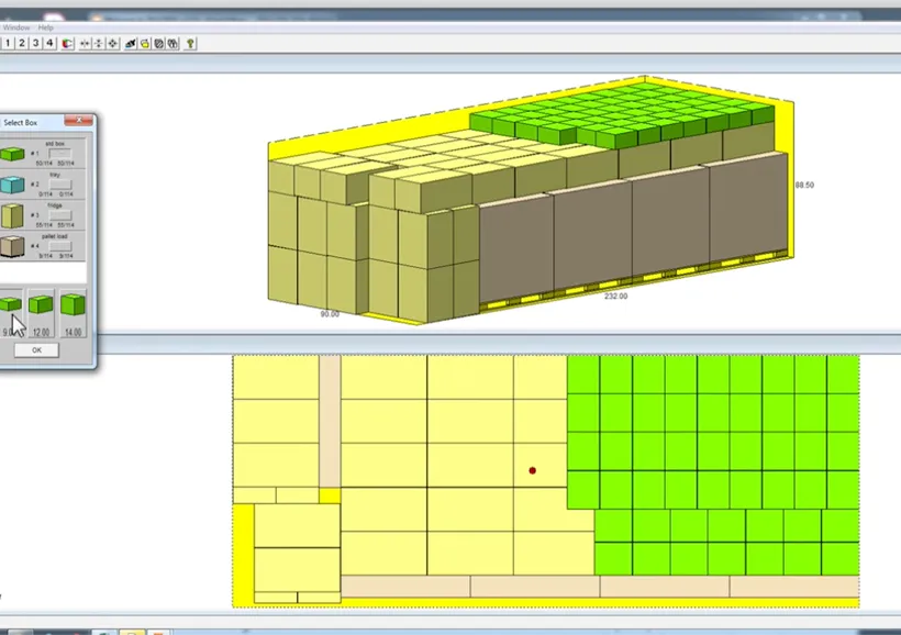 1.複数の梱包物を並べている画面
