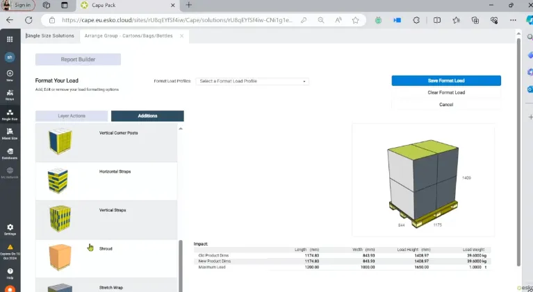 1.複数の梱包物を並べている画面