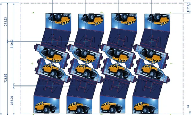 シート上で面付けを行った画面