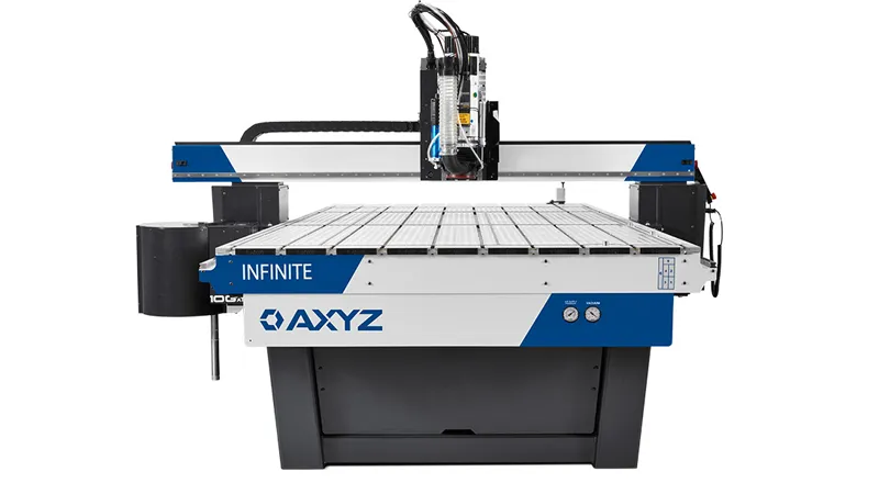 CNCルーター、AxyzINFINITEのヘッド 切削加工